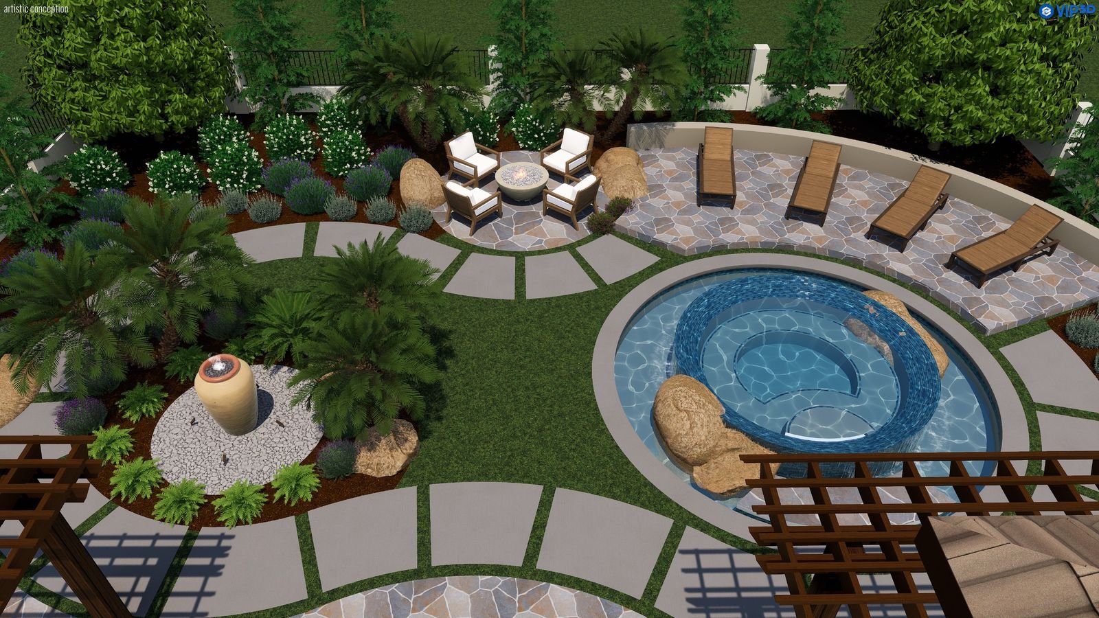 Doyle Spa 21′ × 21′ — 3D design view